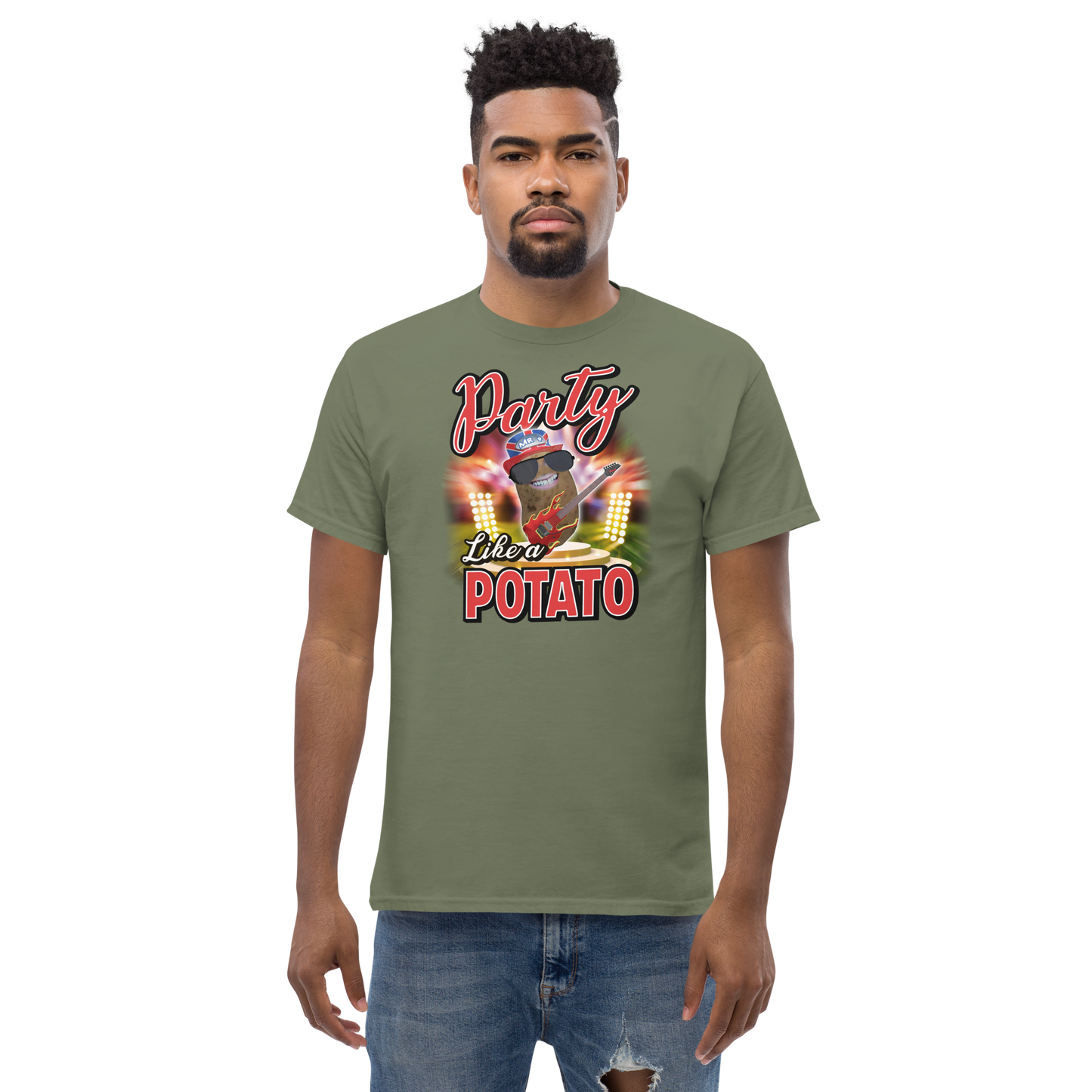 Party Like a Potato - T-Shirt - Unisex - Military Green