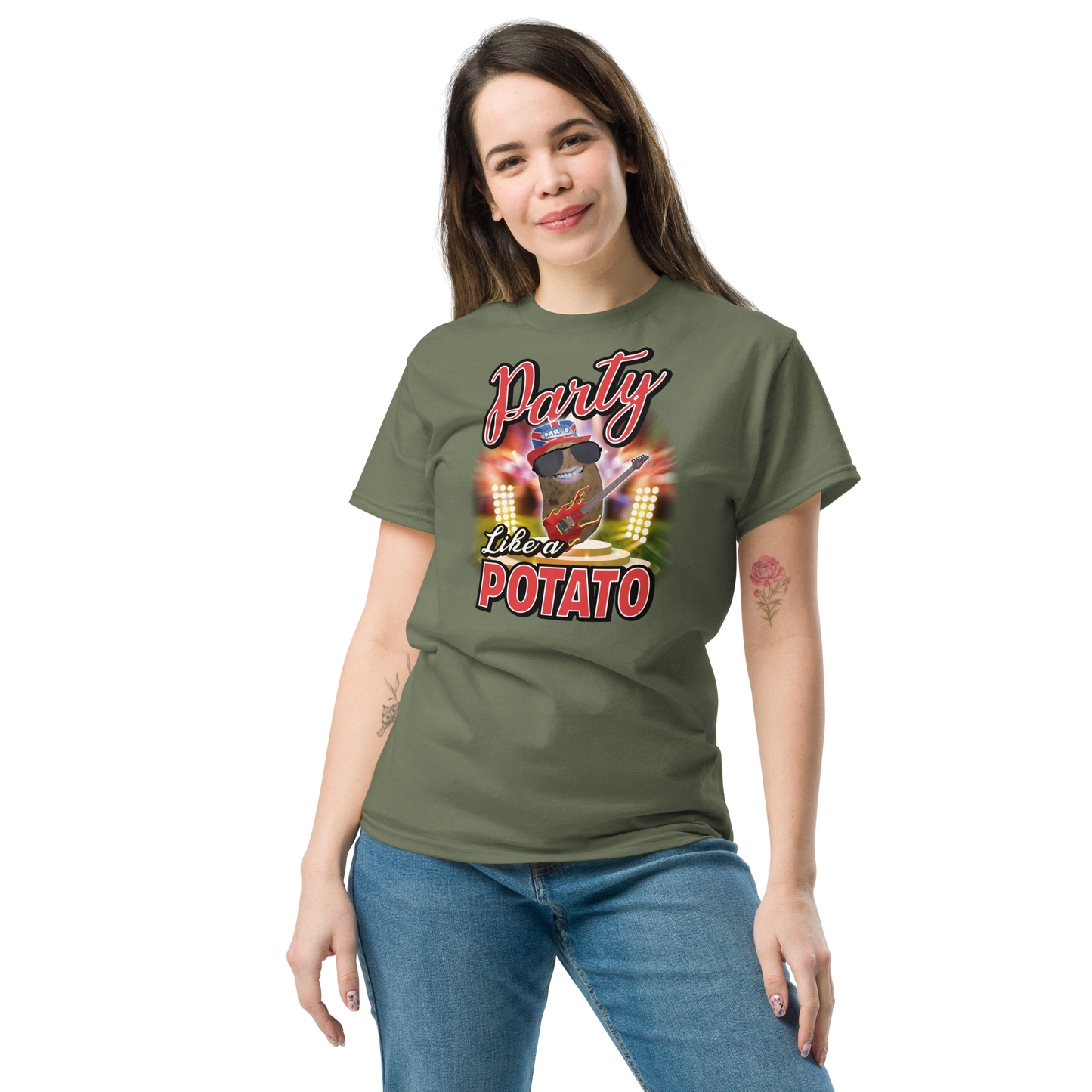 Party Like a Potato - T-Shirt - Unisex - Military Green