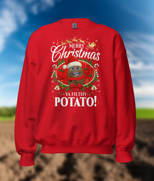 Mr P “Ya Filthy Potato!” Christmas Sweatshirt – Red Edition