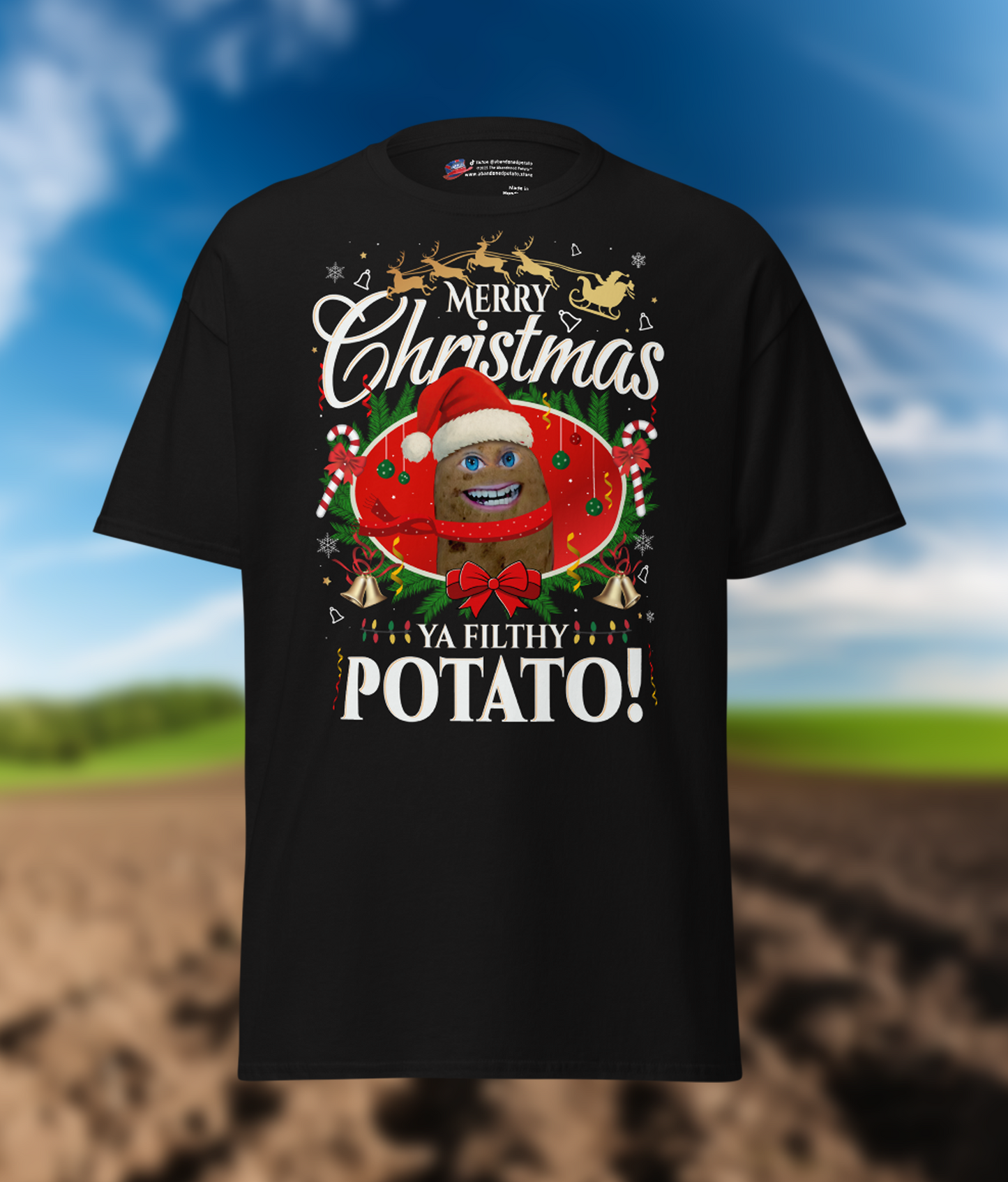 Mr P “Ya Filthy Potato!” Christmas T-Shirt - Unisex - Black