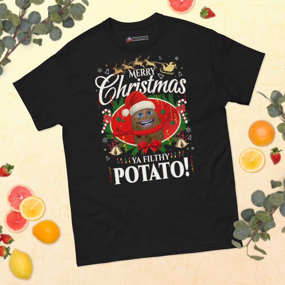 Mr P “Ya Filthy Potato!” Christmas T-Shirt - Unisex - Black
