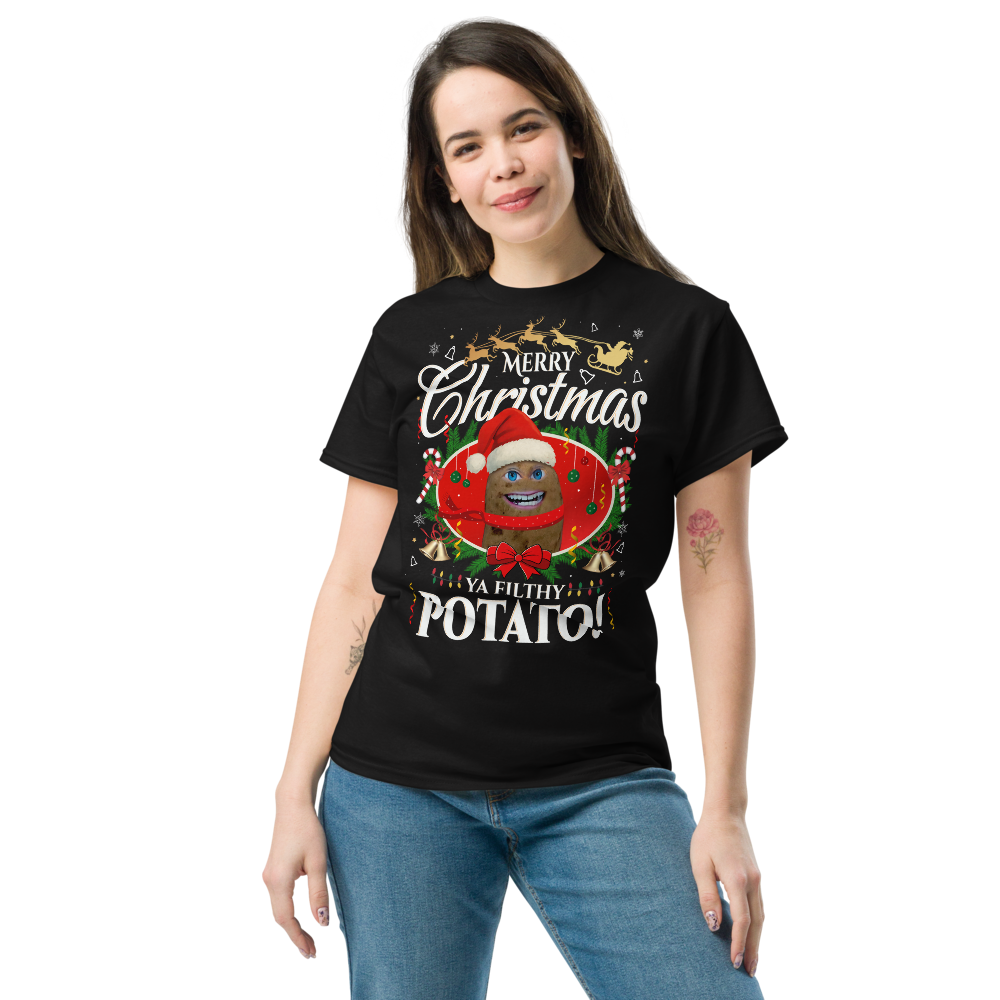 Mr P “Ya Filthy Potato!” Christmas T-Shirt - Unisex - Black