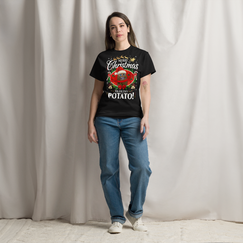 Mr P “Ya Filthy Potato!” Christmas T-Shirt - Unisex - Black
