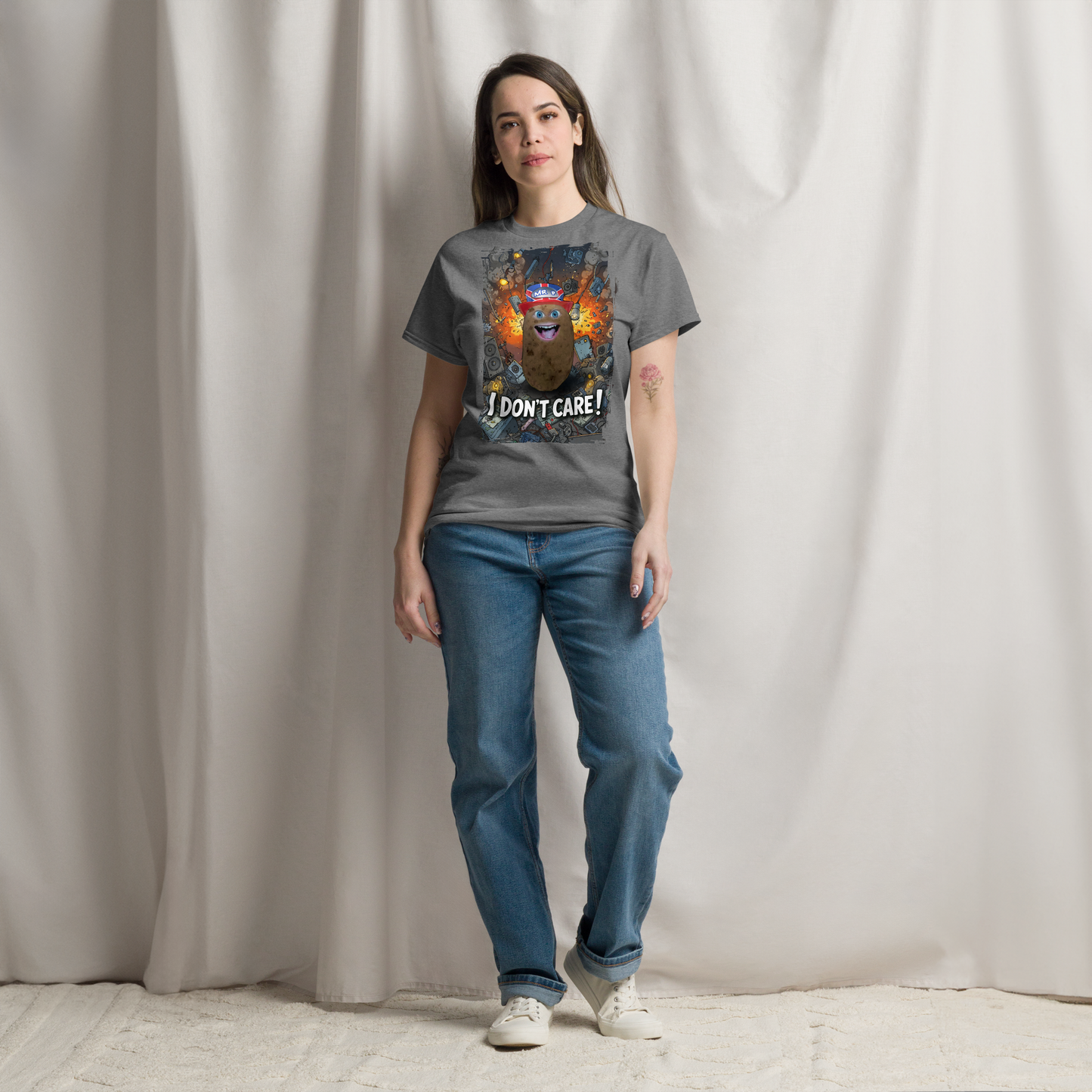 "I DON'T CARE!" - T-Shirt - Unisex - Dark Heather